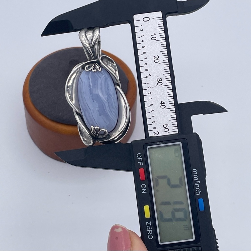 Carolyn Pollack Relios Blue Lace Agate Pendant 925 Sterling Silver Southwestern - Picture 8 of 9